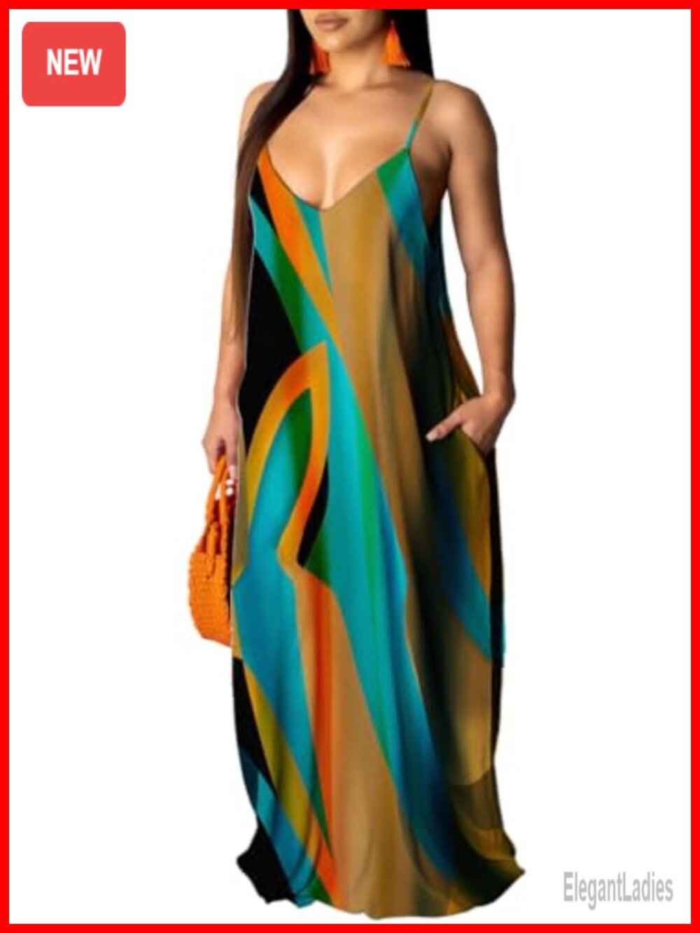 Plus Size Floral Maxi Dress Sleeveless Sundress with Pockets